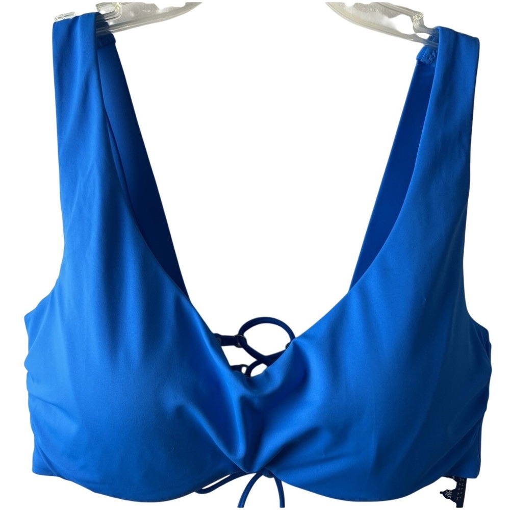 Ashley Graham x Swimsuits For All Womens Bikini Top Size 18 Lace Up UW Blue A13
